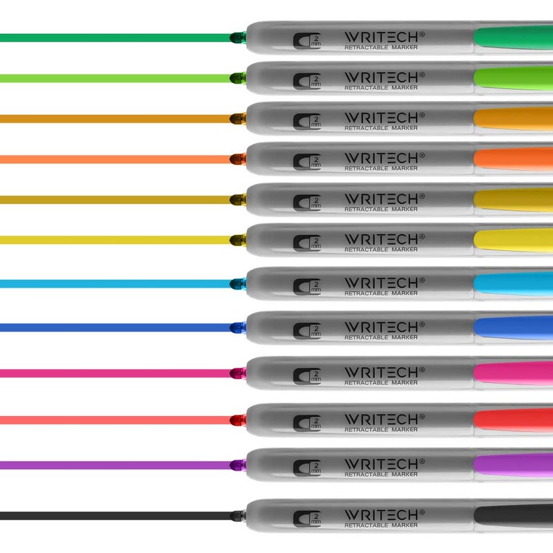 WRITECH Retractable Permanent Markers Assorted : Fine Point Marker Pen,12 Count - Image 3